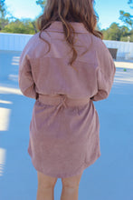 Load image into Gallery viewer, Cara Waist Tie Suede Shirt Dress- Mauve
