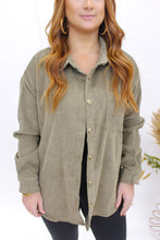 Load image into Gallery viewer, Fate Corduroy Button Up Shacket- Olive
