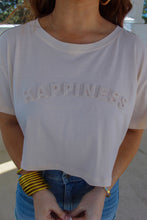 Load image into Gallery viewer, “Happiness” Cropped Tee- Light Peach
