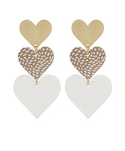 Load image into Gallery viewer, Triple Heart Color Coated Metal Earrings
