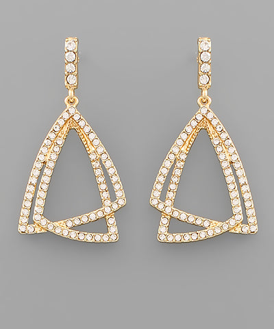 Paved Triangle Layer Earrings