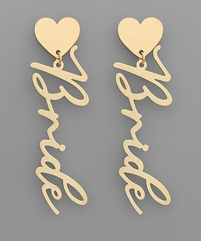 Bride Letter & Heart Earrings