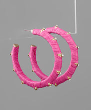Load image into Gallery viewer, Crystal Deco Raffia Wrap Hoops
