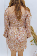 Load image into Gallery viewer, Flower Play Satin Dress- Rust/Beige
