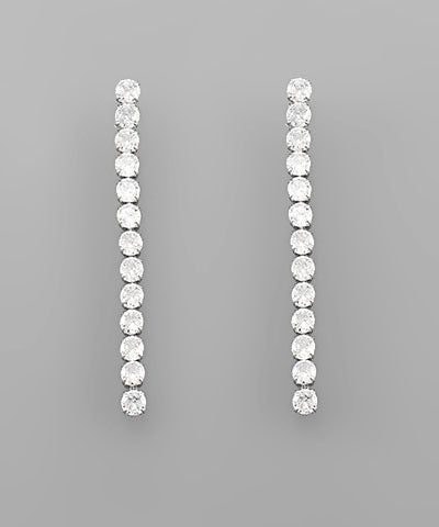 CZ Linear Drop Earrings