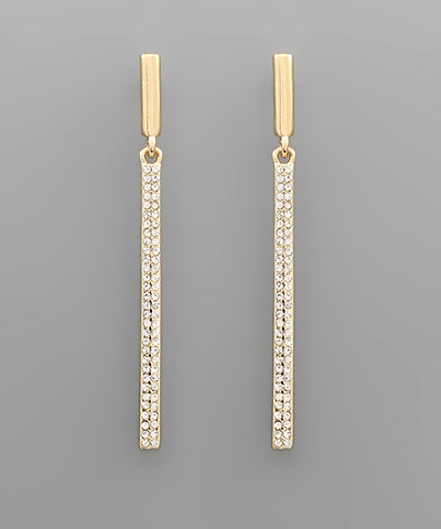 Pave Stone Bar Earrings