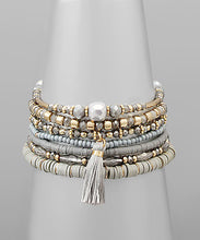 Load image into Gallery viewer, 7 Multi Bead &amp; Tassel Bracelet Set
