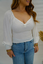 Load image into Gallery viewer, Adore You Smocked Blouse- White
