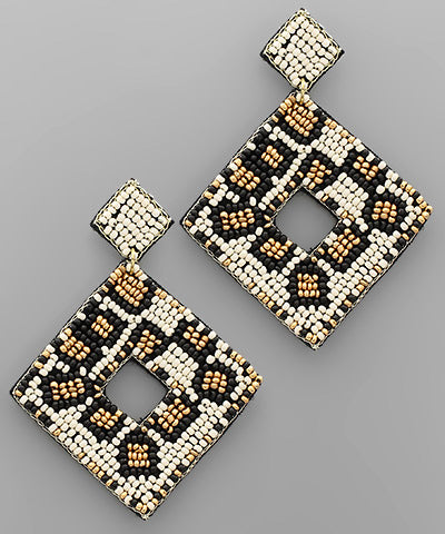 Beaded Diamond Cheetah Earrings