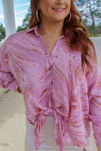 Load image into Gallery viewer, Alexa Button Up Front Knot Blouse- Pink/Lilac
