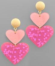 Load image into Gallery viewer, Double Heart Drop Earrings
