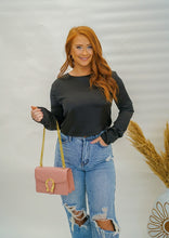 Load image into Gallery viewer, Out &amp; About Round Neck Crop Top- Black
