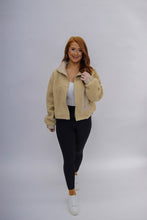 Load image into Gallery viewer, Oatmeal Teddy Zip Jacket- Cream
