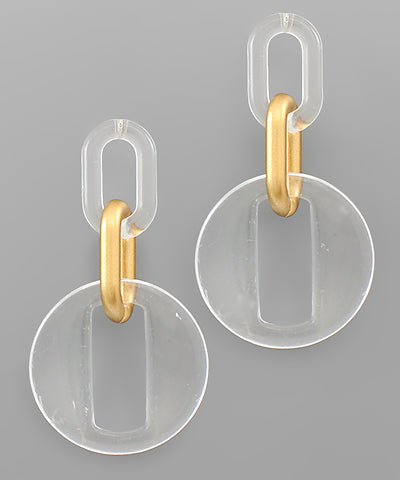 Acrylic Chain & Disk Earrings