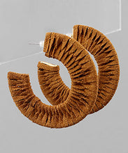 Load image into Gallery viewer, Suede Wrapped Circle Hoops
