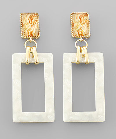 Acrylic & Glass Square Earrings