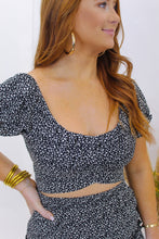 Load image into Gallery viewer, Leni Dotted Ruffle Crop Top- Black
