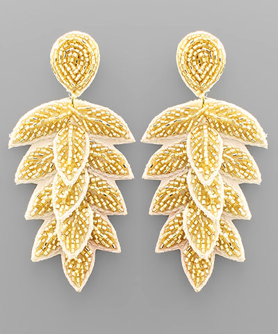 Bead Marquise Leaves Earrings