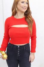 Load image into Gallery viewer, Be My Comfort Ribbed Crop Top- Red
