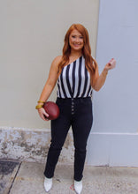 Load image into Gallery viewer, Betty One Shoulder Stripe Bodysuit- Black &amp; White
