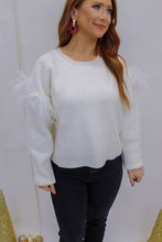 Load image into Gallery viewer, Angel Feather Trim Sweater- White
