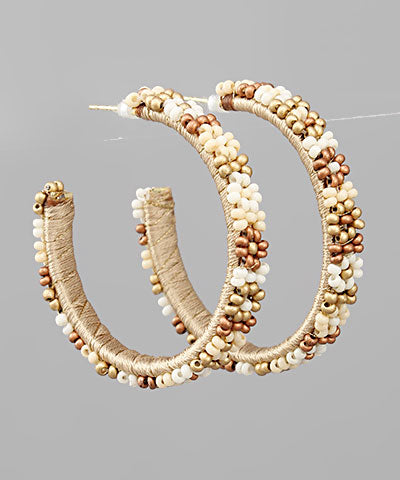 Flower Pattern Beaded Hoops
