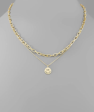 Layered Chain Happy Necklace