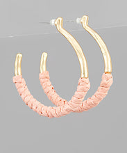 Load image into Gallery viewer, Raffia Wrapped Circle Hoops
