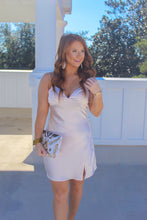 Load image into Gallery viewer, Kelsey Silky V Neck Dress- Champagne
