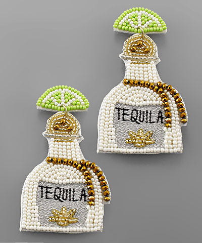 Tequila Bottle & Lime Earrings
