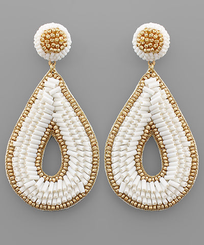 Bugle Beaded Teardrop Earrings