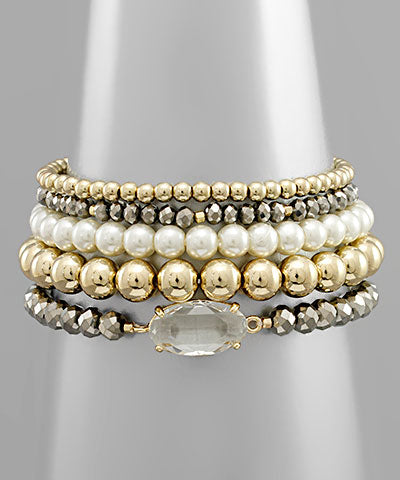 Glass Charm 5 Row Bracelet