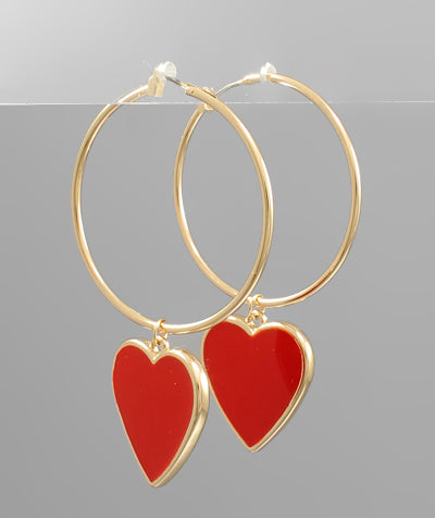 Epoxy Heart Dangle Hoops