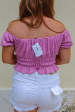 Load image into Gallery viewer, Kasey Puff Short Sleeve Crop Top- Purple

