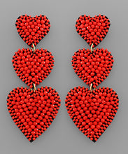 Load image into Gallery viewer, Triple Heart Bead Earrings
