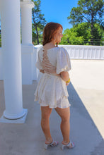 Load image into Gallery viewer, Material Girl Polka Dot Ruffle Romper- Cream
