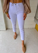 Load image into Gallery viewer, Jeanne High Rise Slim Straight Crop Raw Him Jeans-White
