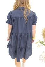 Load image into Gallery viewer, Your Girl Tiered Button Up Dress- Black
