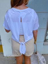 Load image into Gallery viewer, Tie Back Short Sleeve Top- White
