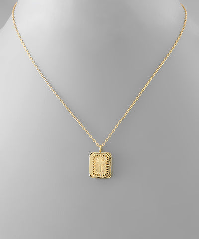 Brass Cross Rectangle Pendant