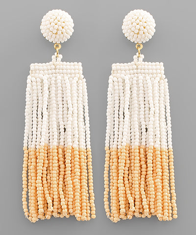 Beaded Tassel Fringe Earrings
