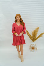 Load image into Gallery viewer, Carrie V Neck Tiered Dress- Berry
