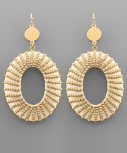 Load image into Gallery viewer, Raffia Wrapped &amp; Beaded Oval Earrings
