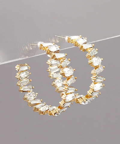 Rectangle Bead Open Hoops