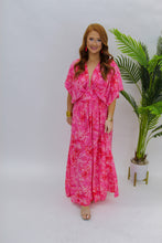 Load image into Gallery viewer, Flower Power Deep V Maxi-Pink Red
