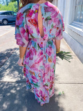 Load image into Gallery viewer, Flower Power Deep V Maxi- Grey Fuchsia
