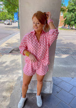 Load image into Gallery viewer, Blush Checkered Oversized Button Down
