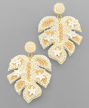 Load image into Gallery viewer, Flower &amp; Bead Leaf Earrings
