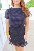Load image into Gallery viewer, Taylor Polka Dot Smocked Dress- Black
