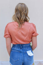 Load image into Gallery viewer, Lorianne Puff Sleeve Ruched Crop Top- Terra Cotta
